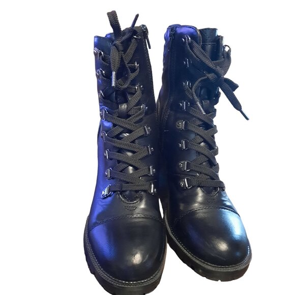 G by Guess Jetti Black Heeled Combat Boots - Picture 3 of 10